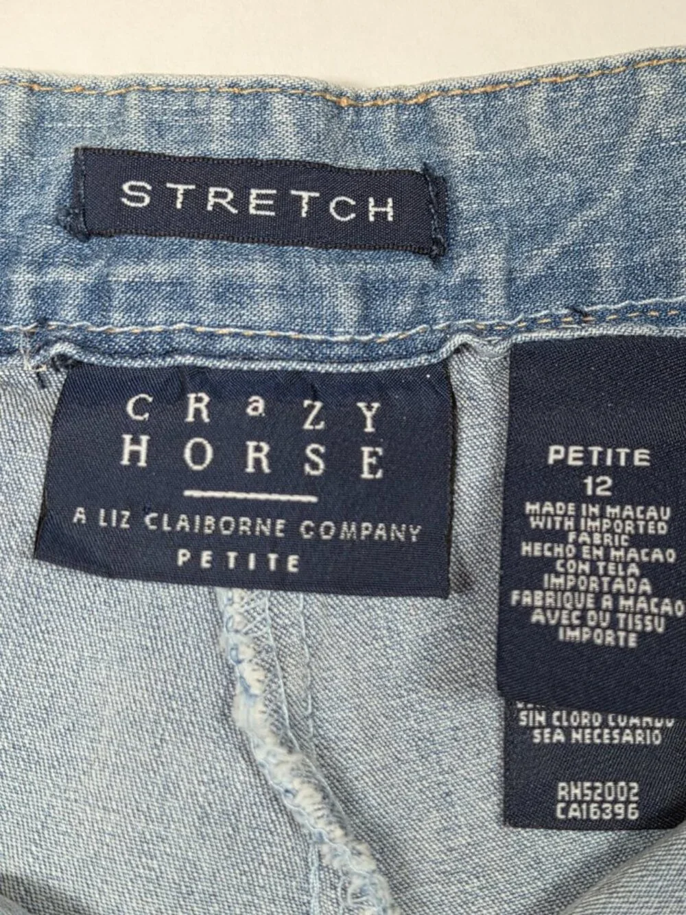 Crazy Horse Womens Mini Skort Petite 12 Blue Denim Stretch‎ Button Zip Vintage